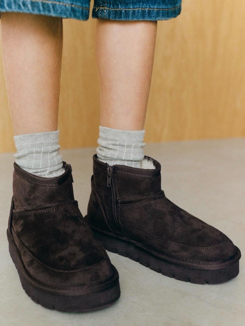 Zara Girl’s Dark Brown Suede Ankle Boot with Zip NWT Size 35, 8.8 inches